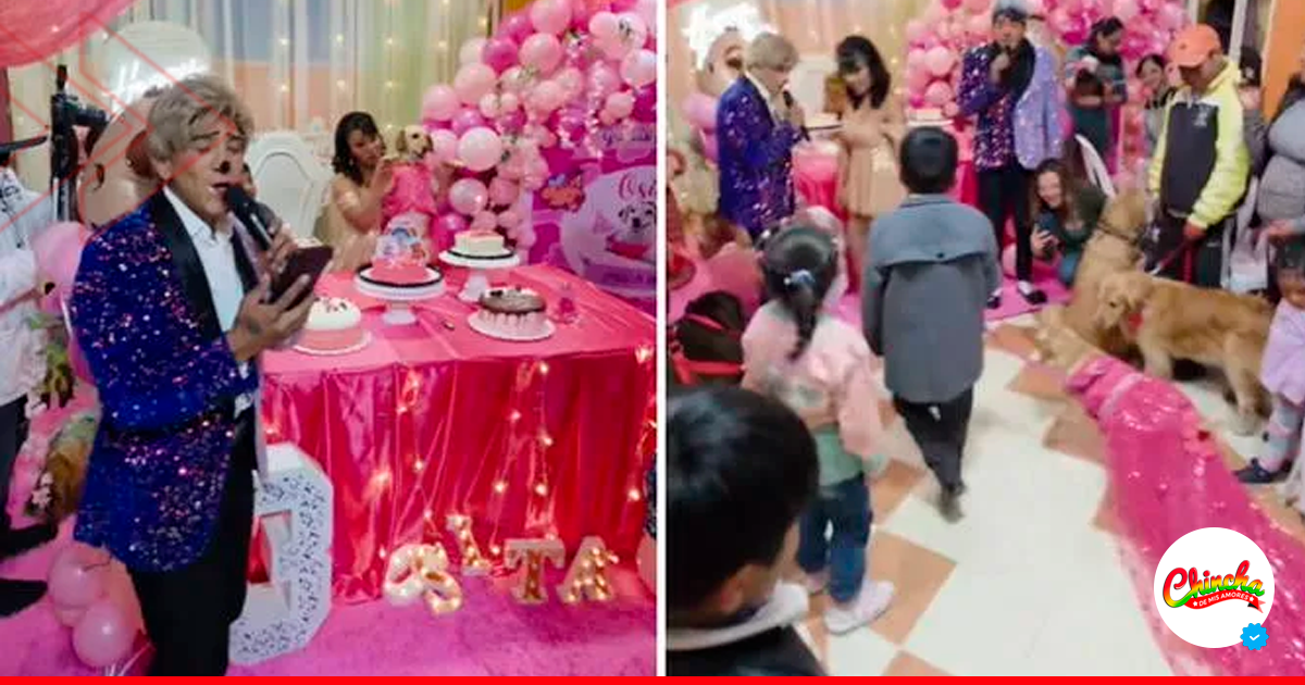 Perrita cumple 3 años y su dueña le organiza fiesta con payasos