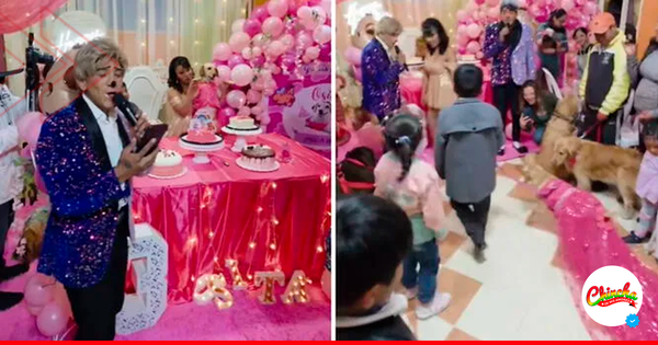 Perrita cumple 3 años y su dueña le organiza fiesta con payasos
